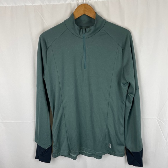 On Running Other - Onward by On Cloud Mens Weather Shirt Olive Green Long Sleeve 1/4 Zip Top Size L